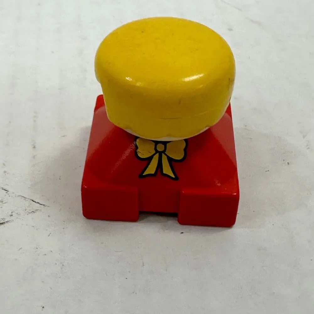 Vintage Duplo Figure Square Bottom 2x2 Red Body Yellow Hair